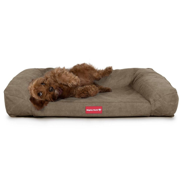 Sofaen, Ortopedisk Memory Foam Hundesofa,  Stor, Medium, XXL - Steinvasket Denim Khaki