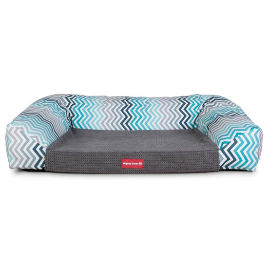 Sofaen, Ortopedisk Memory Foam Hundesofa,  Stor, Medium, XXL - Geometrisk Trykk Turkis