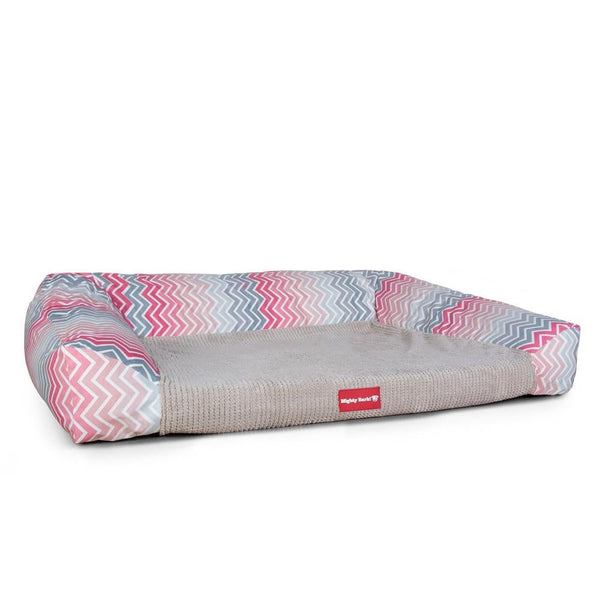Sofaen, Ortopedisk Memory Foam Hundesofa,  Stor, Medium, XXL - Geometrisk Trykk Rosa