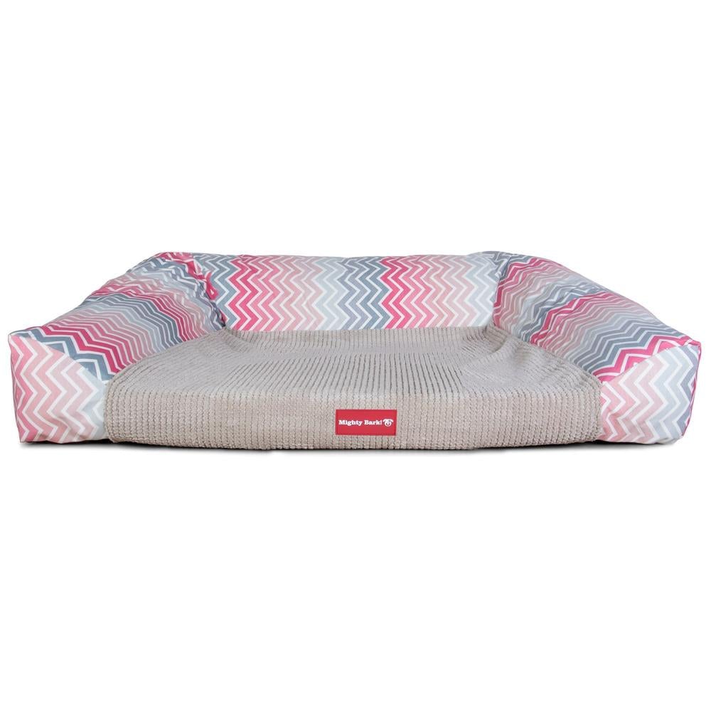 Sofaen, Ortopedisk Memory Foam Hundesofa,  Stor, Medium, XXL - Geometrisk Trykk Rosa