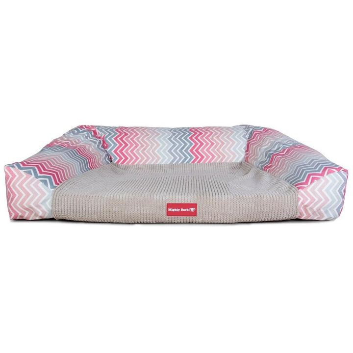 Sofaen, Ortopedisk Memory Foam Hundesofa,  Stor, Medium, XXL - Geometrisk Trykk Rosa
