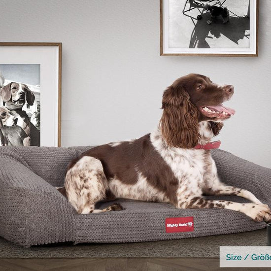 Sofaen, Ortopedisk Memory Foam Hundesofa,  Stor, Medium, XXL - Pom-pom Koksgrå