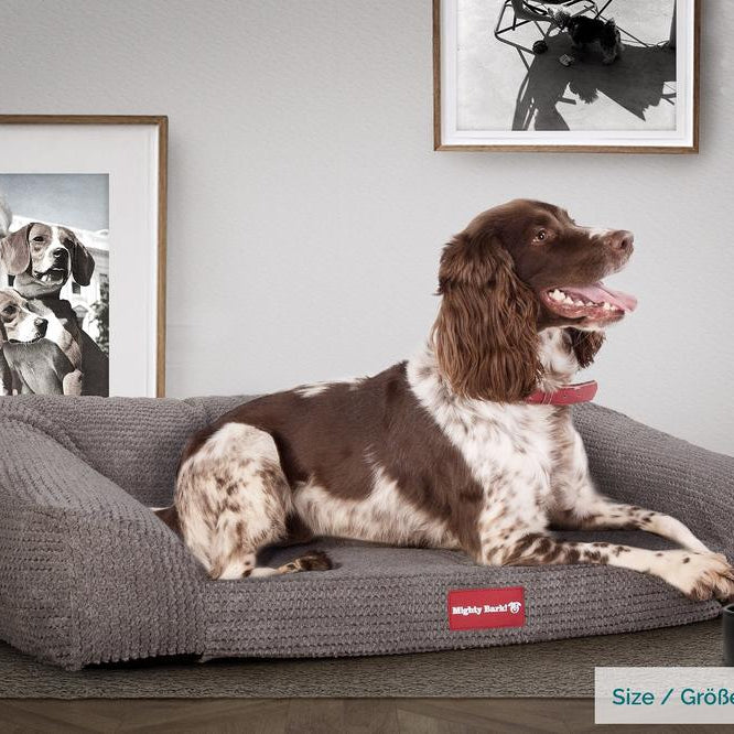 Sofaen, Ortopedisk Memory Foam Hundesofa,  Stor, Medium, XXL - Pom-pom Koksgrå