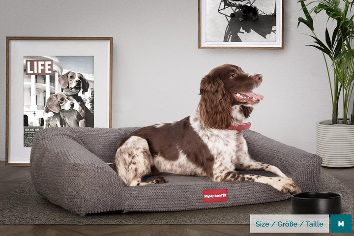 Sofaen, Ortopedisk Memory Foam Hundesofa,  Stor, Medium, XXL - Pom-pom Koksgrå