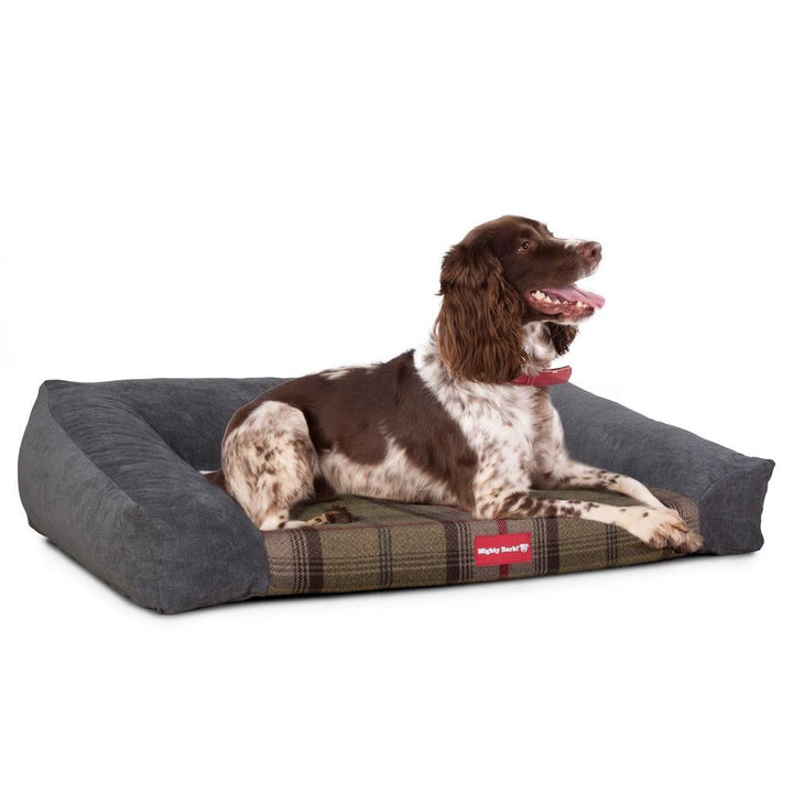 Sofaen, Ortopedisk Memory Foam Hundesofa,  Stor, Medium, XXL - Tartan Jegerfarge