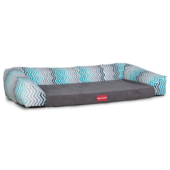 Sofaen, Ortopedisk Memory Foam Hundesofa,  Stor, Medium, XXL - Geometrisk Trykk Turkis