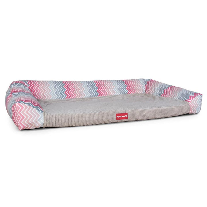 Sofaen, Ortopedisk Memory Foam Hundesofa,  Stor, Medium, XXL - Geometrisk Trykk Rosa