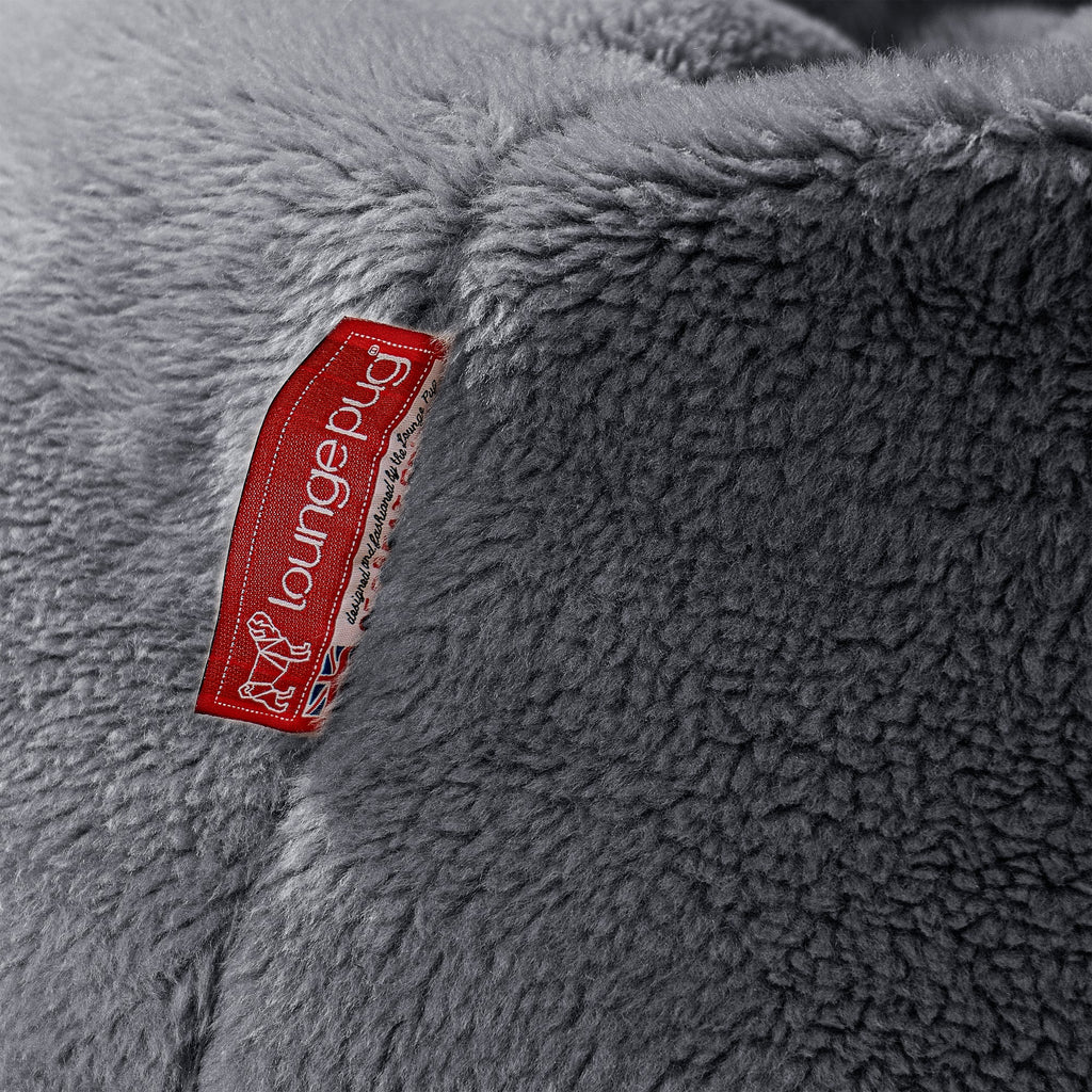 Saccosekk Sofa 'Mega-Mammut' - Teddy-fuskepels Mørkegrå 05