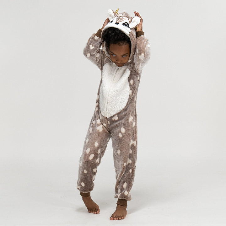 Animal Fleece Onesie for Barn - Reinsdyrtrykk 04