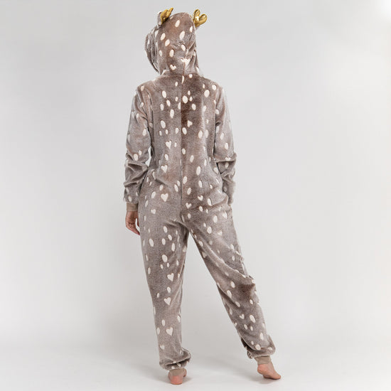 Animal Fleece Onesie til Kvinner - Reinsdyrtrykk 06
