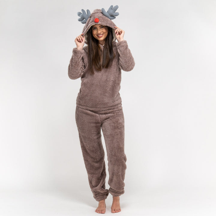 Animal Fleece Twosie Pyjamas-sett - Reinsdyr 01