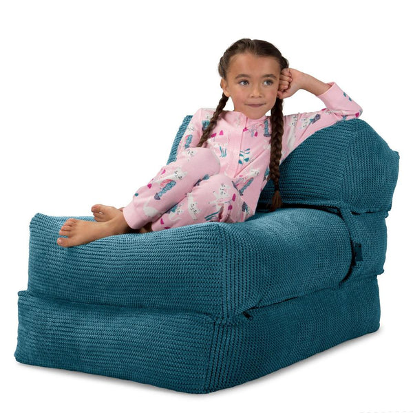 Avery Futon Stolseng Singel - Pom-pom Turkis Fabric Close-up Image