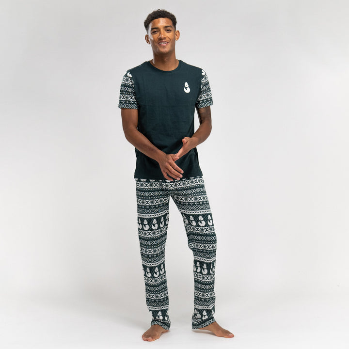 Herrepyjamas i Jersey - Grønn Fairisle 01