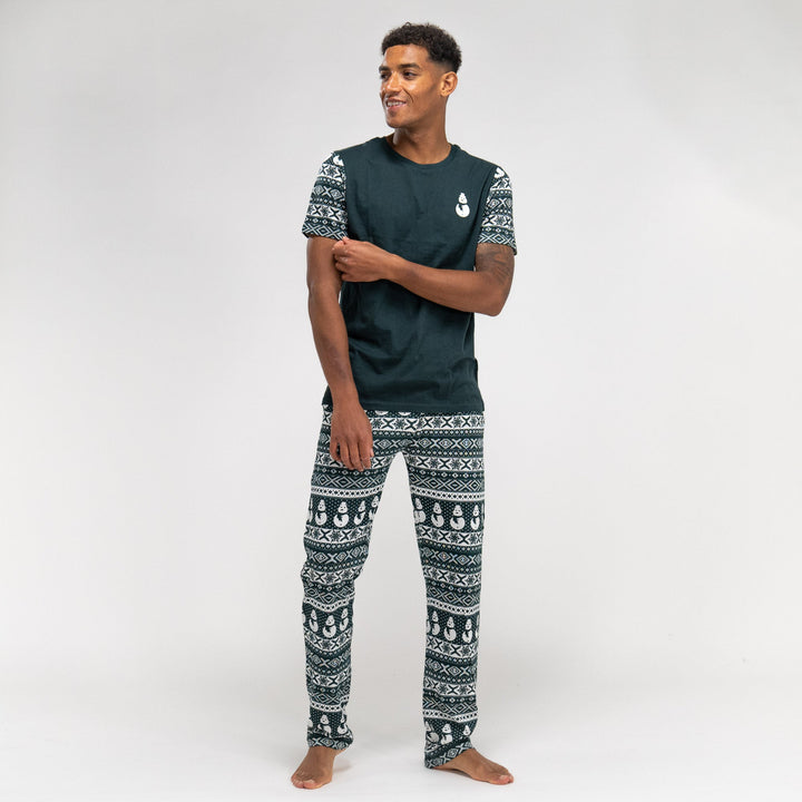 Herrepyjamas i Jersey - Grønn Fairisle 03