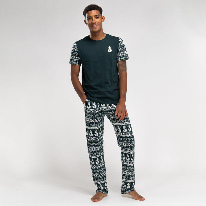 Herrepyjamas i Jersey - Grønn Fairisle 04