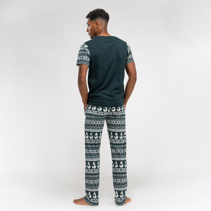 Herrepyjamas i Jersey - Grønn Fairisle 05