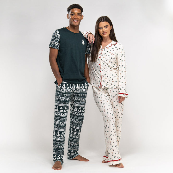 Herrepyjamas i Jersey - Grønn Fairisle 06