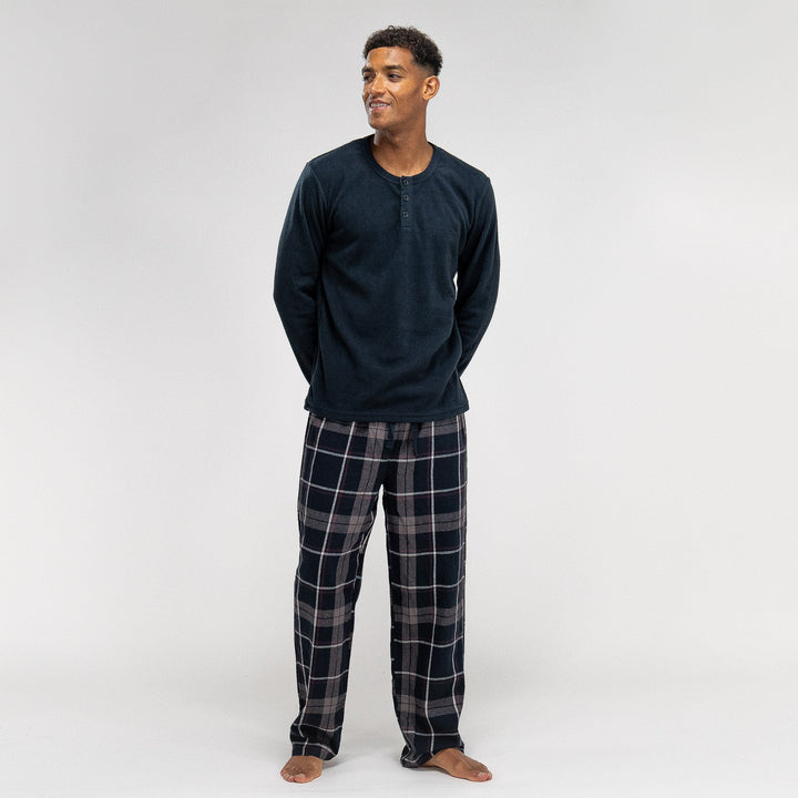 Herrepyjamas - Rutemønster Marineblå 03