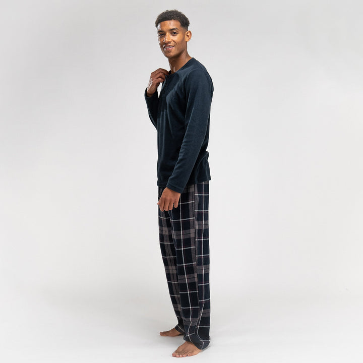 Herrepyjamas - Rutemønster Marineblå 04