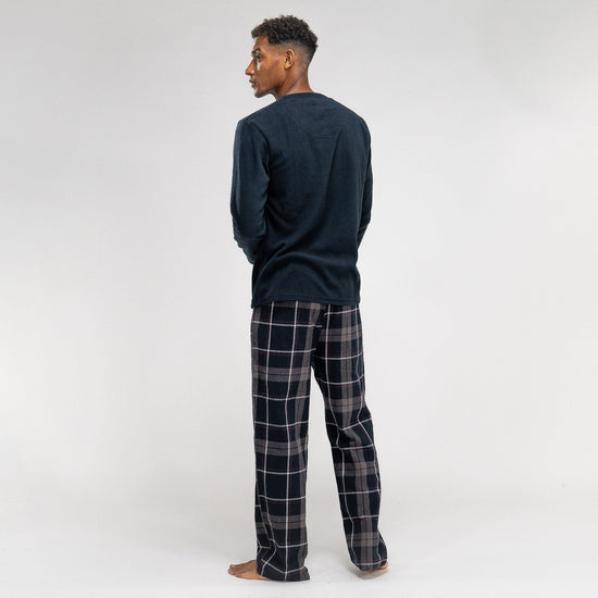 Herrepyjamas - Rutemønster Marineblå 05