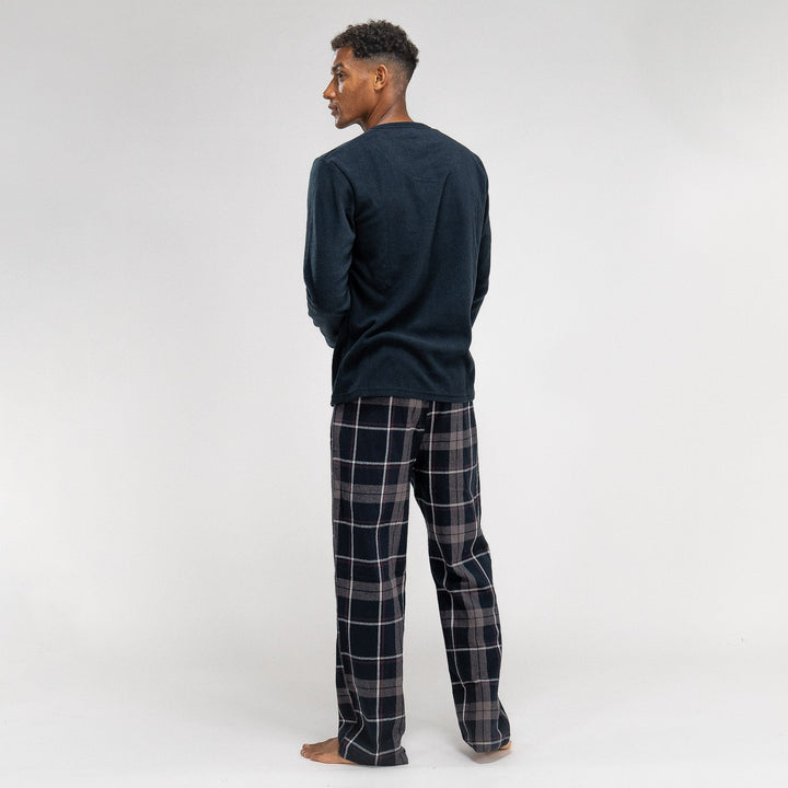 Herrepyjamas - Rutemønster Marineblå 05