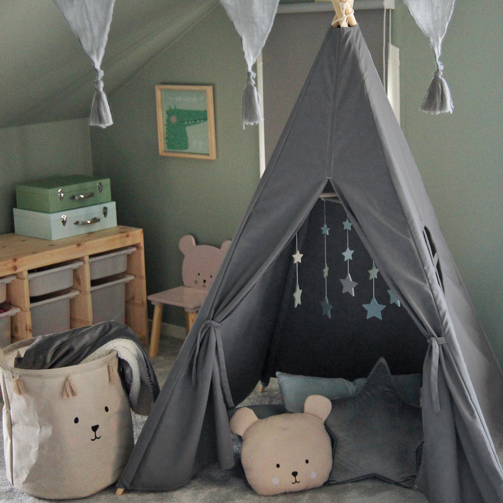 Innendørs Tipi-telt Barn - Grå 02