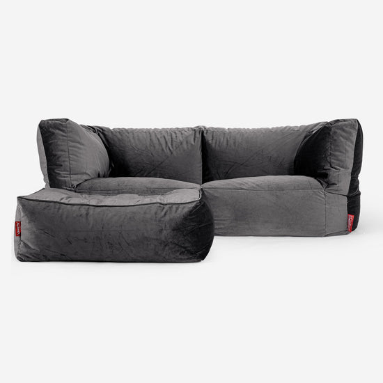 Albert 2-seter Saccosekk Sofa - Fløyel Grafitt 02