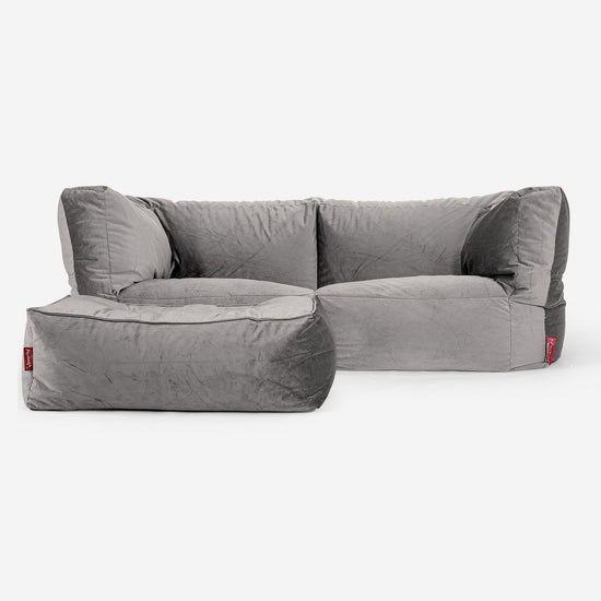 Albert 2-seter Saccosekk Sofa - Fløyel Sølv 02