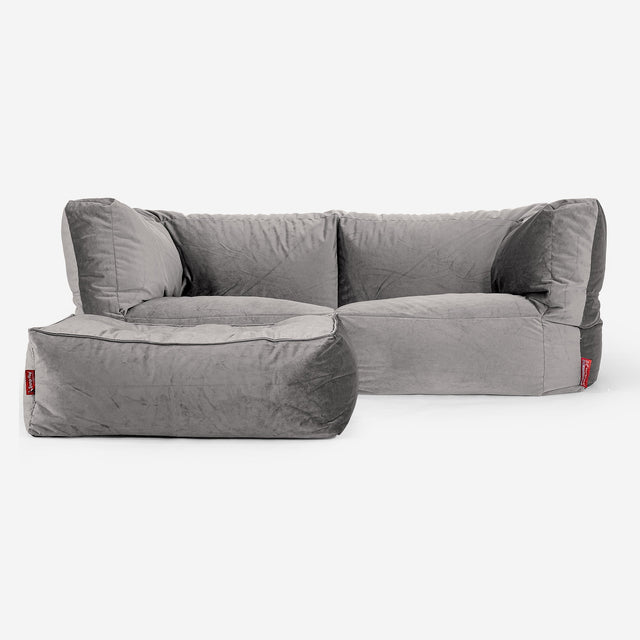Albert 2-seter Saccosekk Sofa - Fløyel Sølv 02