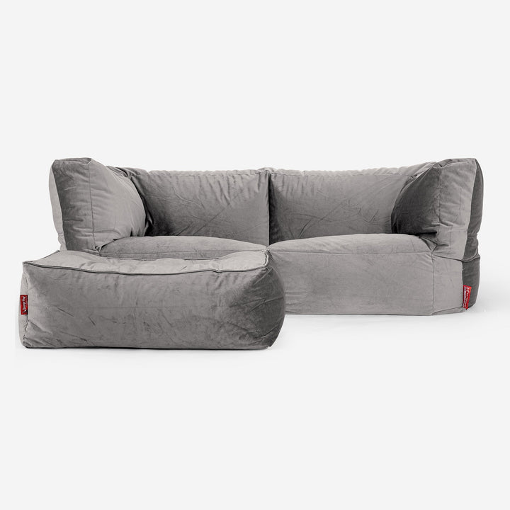 Albert 2-seter Saccosekk Sofa - Fløyel Sølv 02