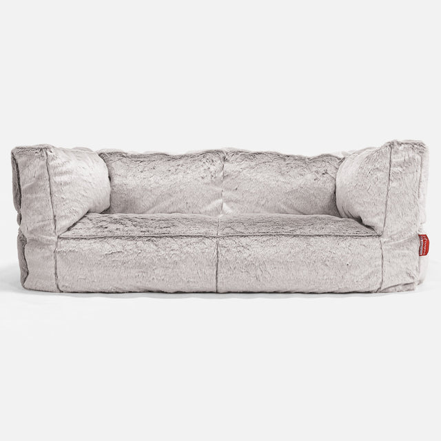 Albert 2-seter Saccosekk Sofa - Kanin-fuskepels Lysegrå 01