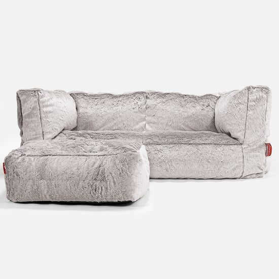 Albert 2-seter Saccosekk Sofa - Kanin-fuskepels Lysegrå 02