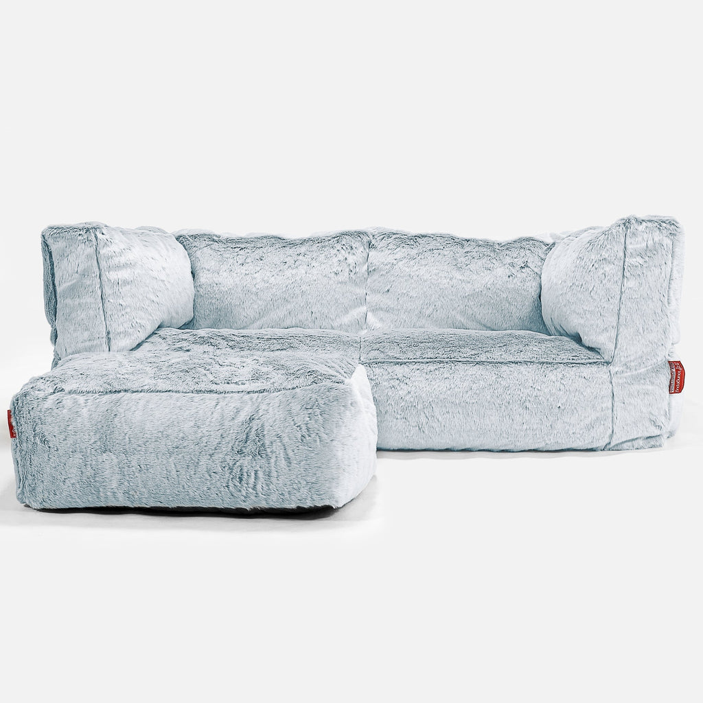Albert 2-seter Saccosekk Sofa - Kanin-fuskepels Støvete Blå 02