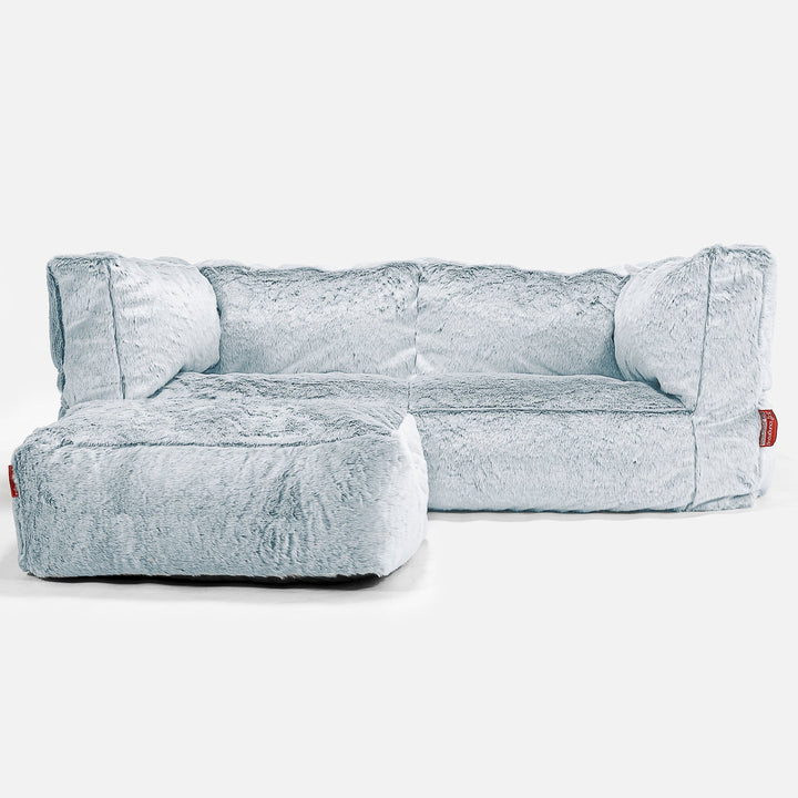 Albert 2-seter Saccosekk Sofa - Kanin-fuskepels Støvete Blå 02
