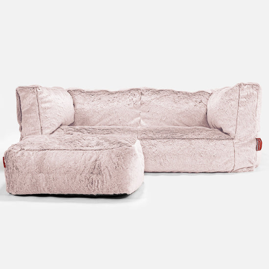 Albert 2-seter Saccosekk Sofa - Kanin-fuskepels Støvete Rosa 02