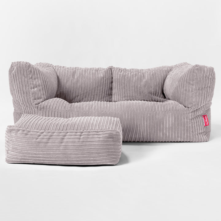 Albert 2-seter Saccosekk Sofa - Kordfløyel Sølvgrå 02