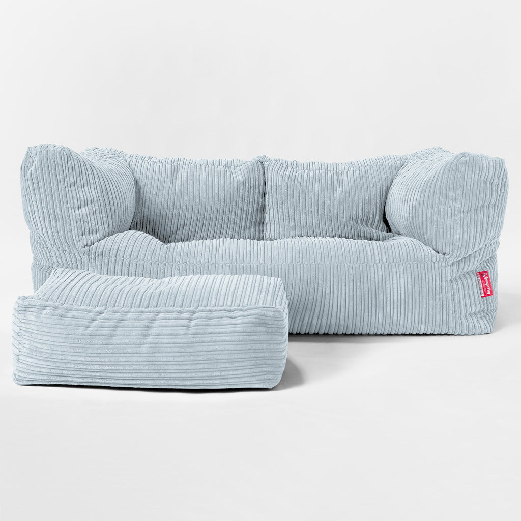 Albert 2-seter Saccosekk Sofa - Klassisk Cord Babyblå 02