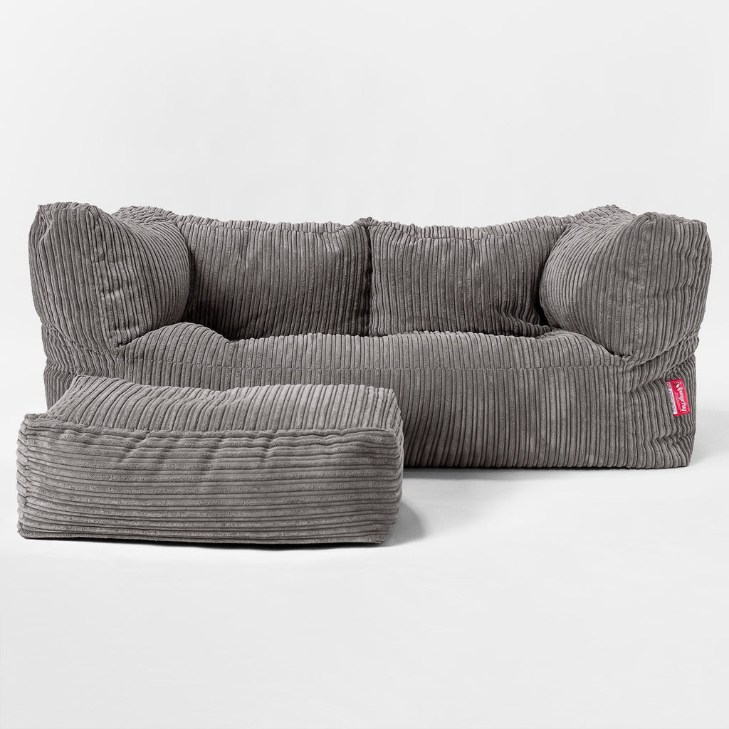 Albert 2-seter Saccosekk Sofa - Klassisk Cord Grafitt 02