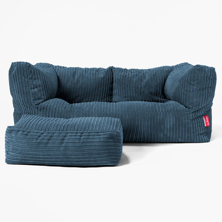 Albert 2-seter Saccosekk Sofa - Kordfløyel Marineblå 02