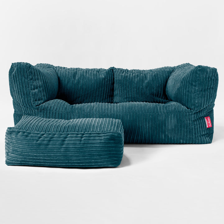 Albert 2-seter Saccosekk Sofa - Kordfløyel Mørketurkis 02