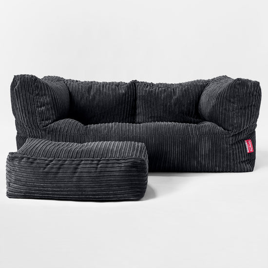 Albert 2-seter Saccosekk Sofa - Kordfløyel Svart 02
