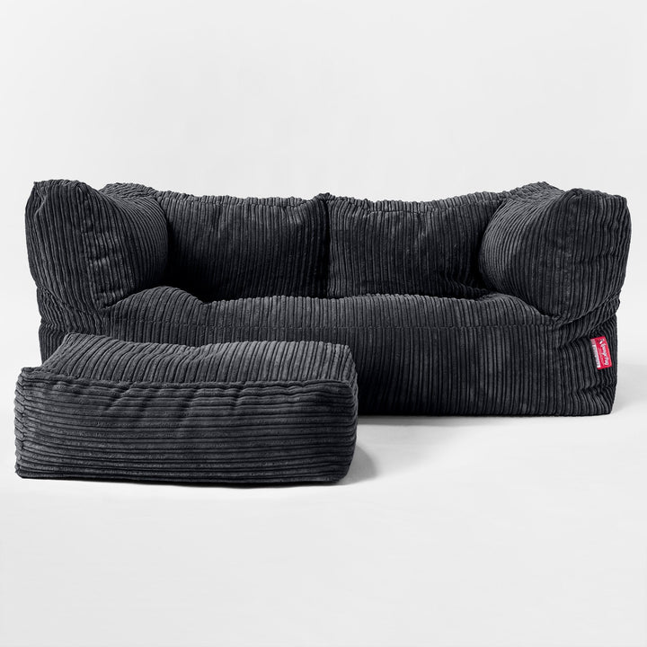 Albert 2-seter Saccosekk Sofa - Kordfløyel Svart 02