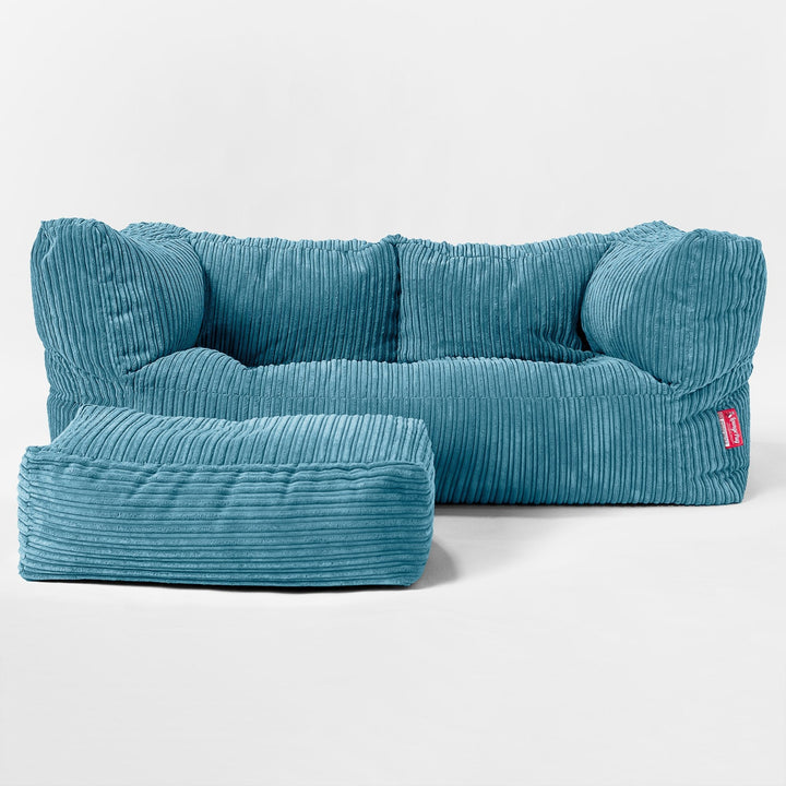 Albert 2-seter Saccosekk Sofa - Kordfløyel Turkis 02