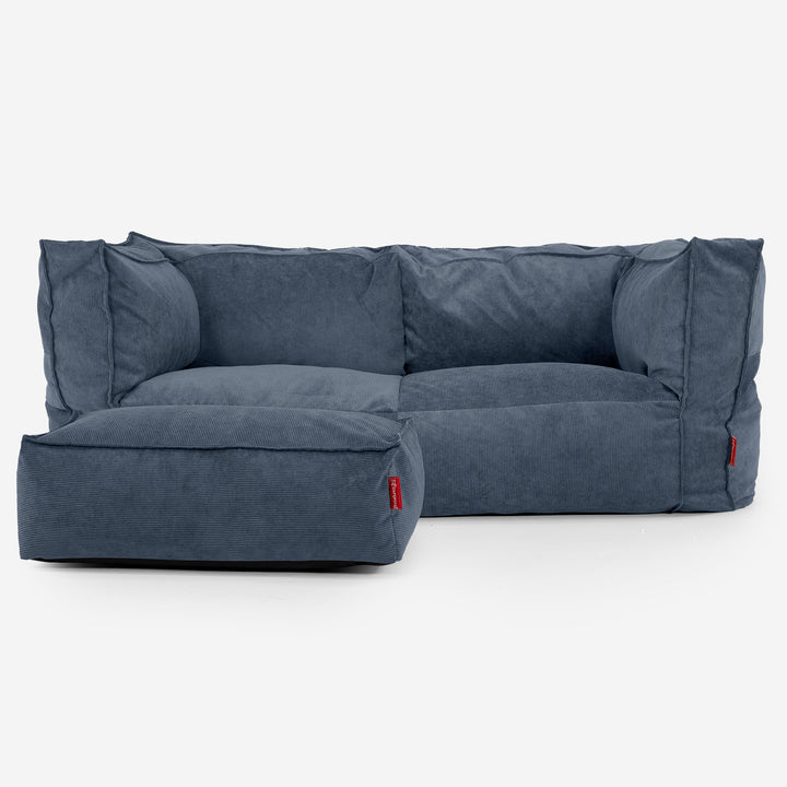 Albert 2-seter Saccosekk Sofa - Smalstripet Kordfløyel Marineblå 02