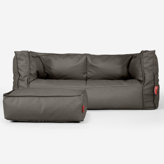 Albert 2-seter Saccosekk Sofa - Vegansk Skinn Grå 02