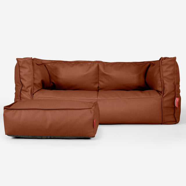Albert 2-seter Saccosekk Sofa - Vegansk Skinn Kastanjebrun 02
