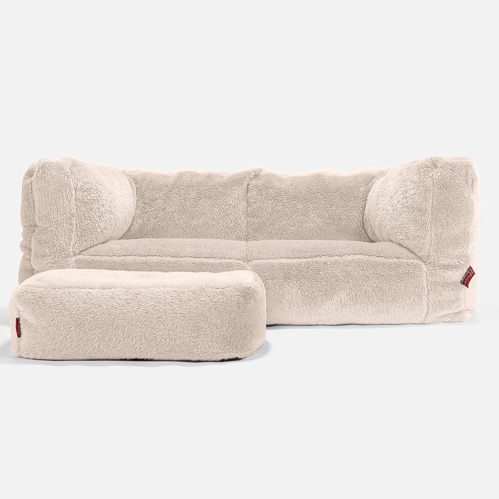 Albert 2-seter Saccosekk Sofa - Teddy-fuskepels Krem 02