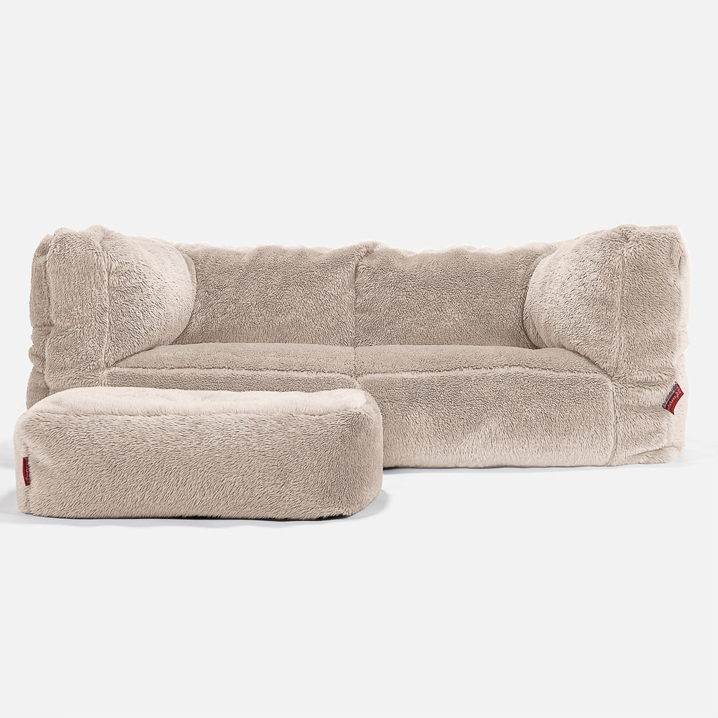 Albert 2-seter Saccosekk Sofa - Teddy-fuskepels Mink 02