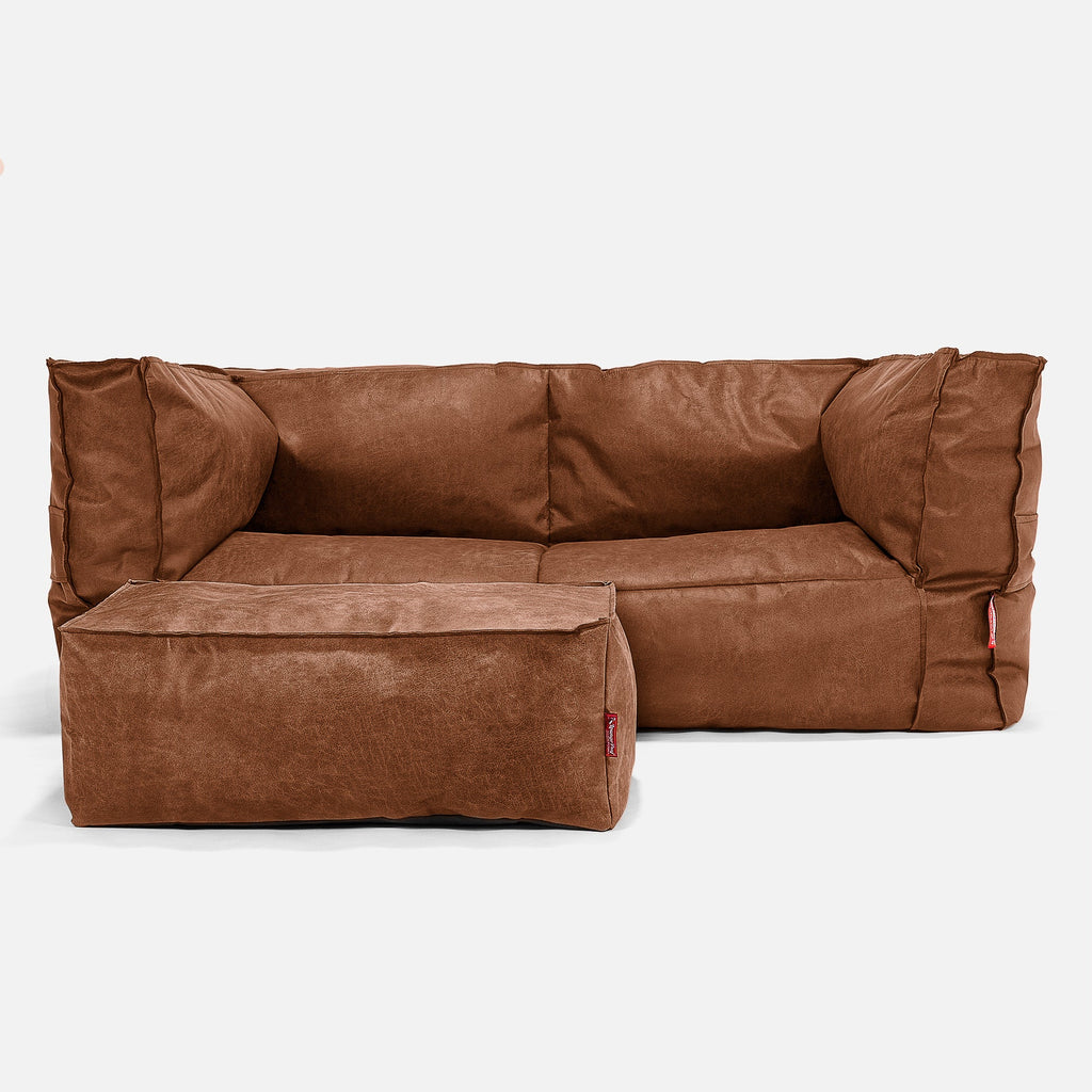 Albert 2-seter Saccosekk Sofa - Vintage Skinn Britisk Brun 02