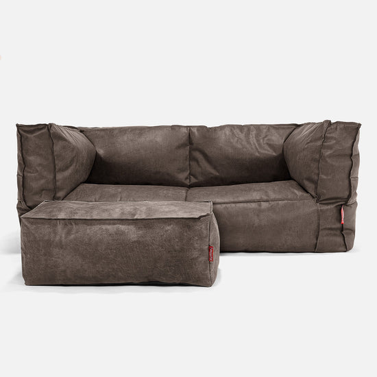 Albert 2-seter Saccosekk Sofa - Vintage Skinn Naturskifer 02
